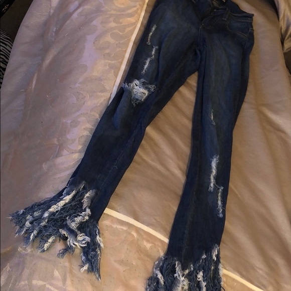 High waisted fringe jeans - Picture 2 of 2